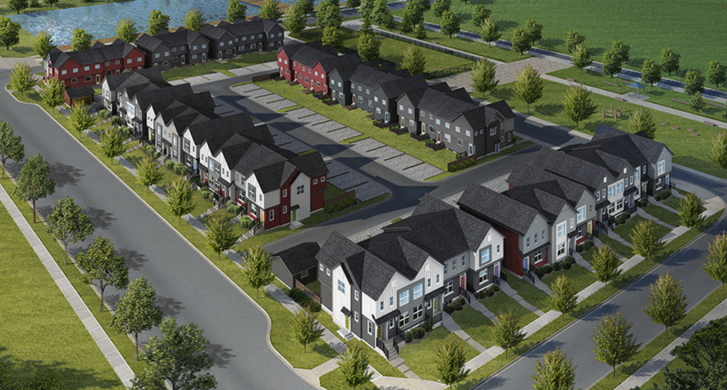 Aerial view of Aurora townhomes