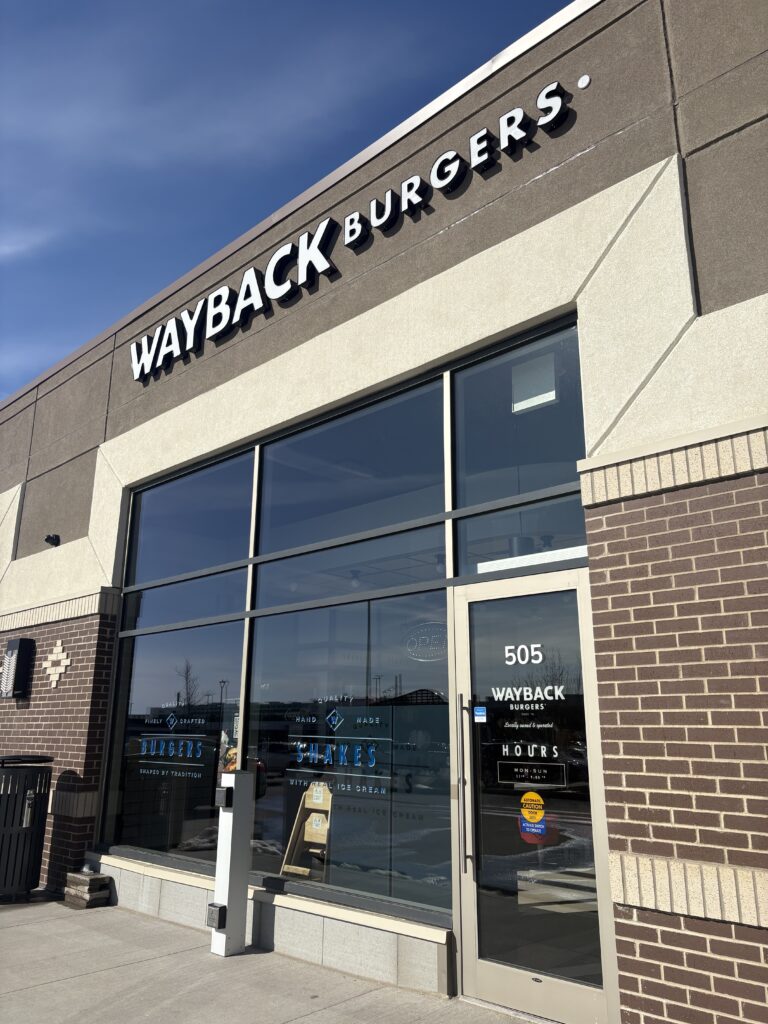 Storefront of Wayback Burgers in Buffalo Run